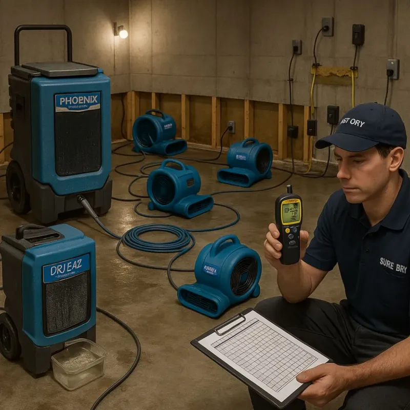 Structural Drying and Dehumidification process in Manchaca, TX